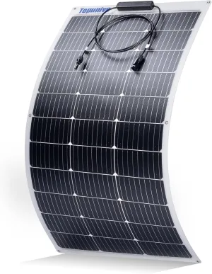 100W 12V Flexible Solar Panel 9BB Monocrystalline Cell 12 Volt Semi-Flexible for Marine RV Trailer Boat Cabin Van Car Uneven Surfaces 12V Battery Charge