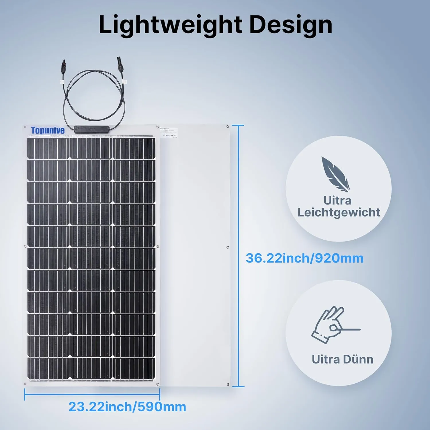 100W 12V Flexible Solar Panel 9BB Monocrystalline Cell 12 Volt Semi-Flexible for Marine RV Trailer Boat Cabin Van Car Uneven Surfaces 12V Battery Charge
