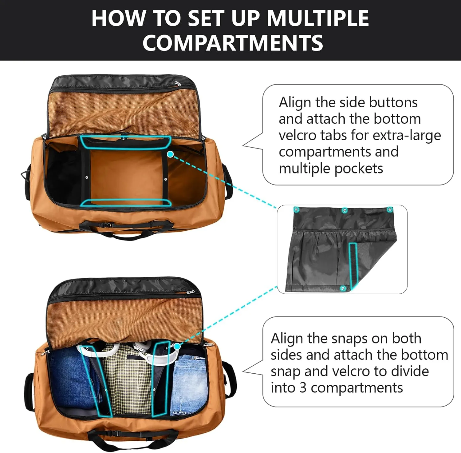 110L/140L Expandable Soft-Sided Foldable Duffle Bag with 2 Rubber Wheels,Packable 32” Rolling Carry-On with Multi-Pockets & Compartments,Coffee