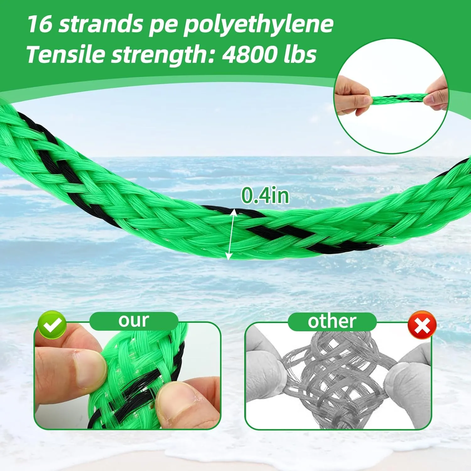 16FT Tow Rope for Tubing Tow Harness with Pulley Water Sport Lines Water Sports Tow Rope Heavy Duty Boat Tow Harness with 2 Stainless Steel Hook