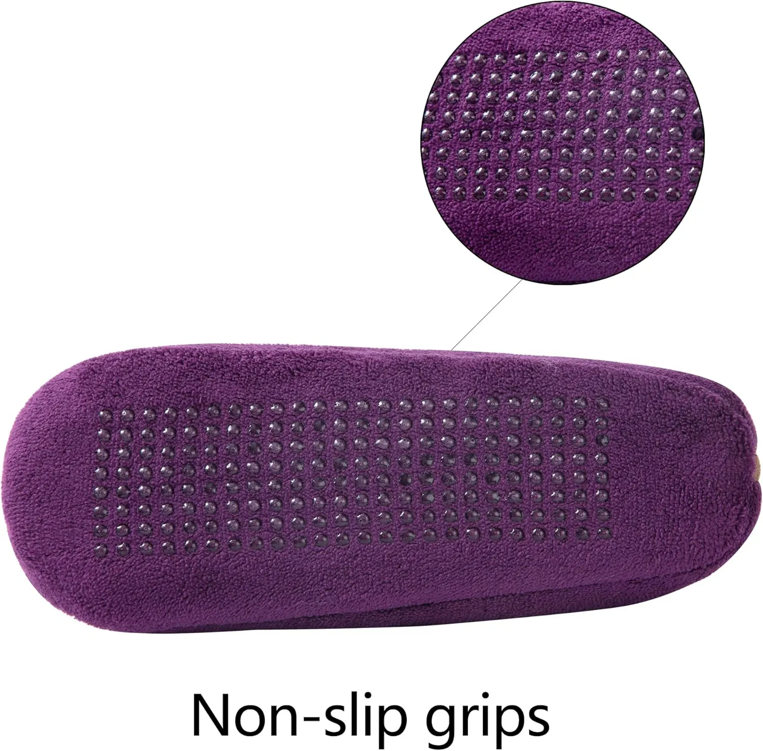 2 Pairs of Soft Sole Slipper Socks for Women with Grippers Non Slip, Winter Warm Cozy House Bedroom Slippers, Ladies Fuzzy Indoor Home Slippers (Purple,Pink,Grey)