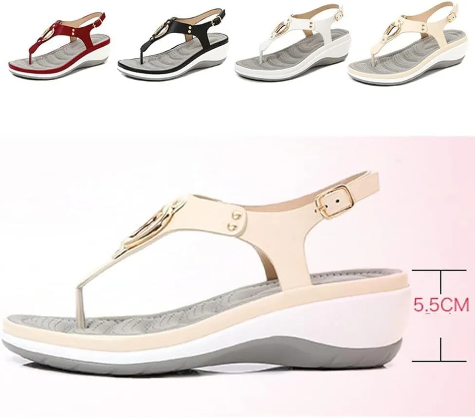 2023 Summer Soft Footbed Orthopedic Sandals,Women's Arch Support Casual Slope Heel Beach Slippers Comfortable Flip Flops