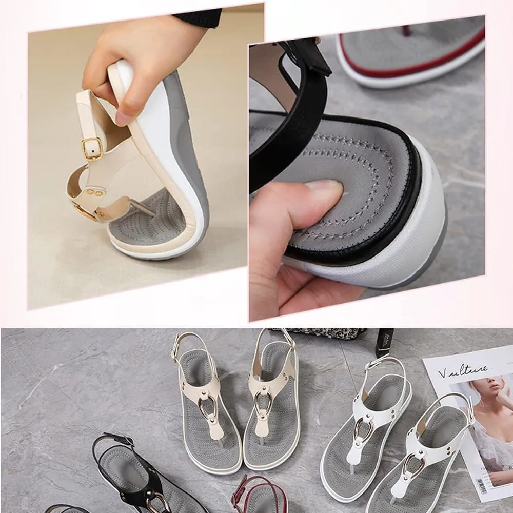 2023 Summer Soft Footbed Orthopedic Sandals,Women's Arch Support Casual Slope Heel Beach Slippers Comfortable Flip Flops