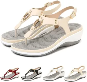 2023 Summer Soft Footbed Orthopedic Sandals,Women's Arch Support Casual Slope Heel Beach Slippers Comfortable Flip Flops