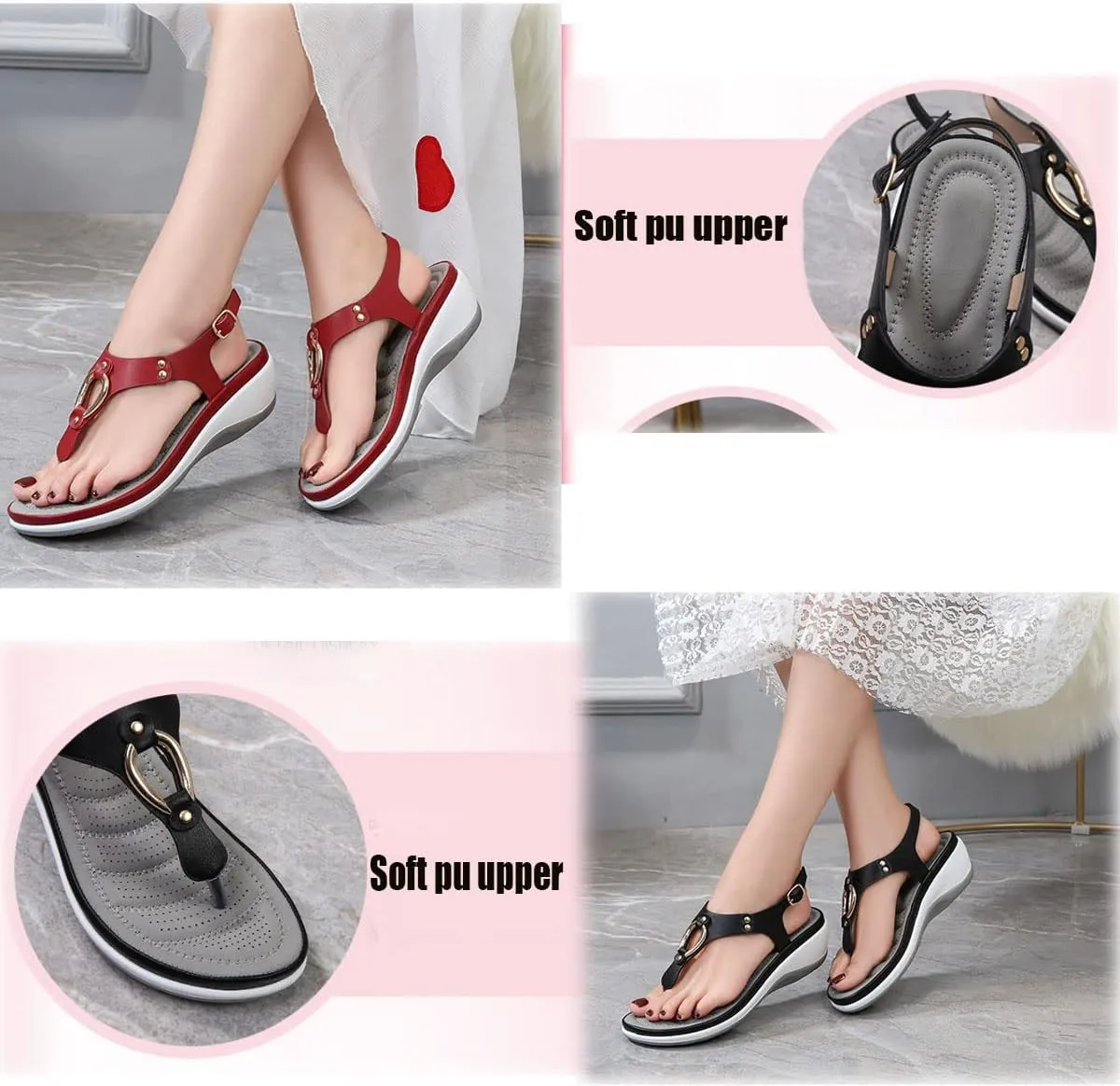 2023 Summer Soft Footbed Orthopedic Sandals,Women's Arch Support Casual Slope Heel Beach Slippers Comfortable Flip Flops