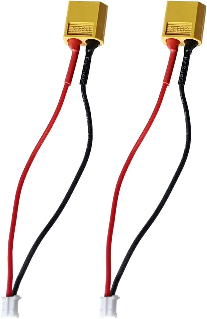 2Pcs Male XT60 to 2-PIN JST-PH2.0 Female Adapter Conversion Cable 22AWG 100mm for Furitek Tegu Lizard ESC RC Car Plane