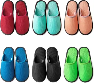 3-6 Pairs Spa Slippers Set Non-Disposable Washable Non-Slip Guest Slippers Comfortable Breathable, Various Sizes and Colours