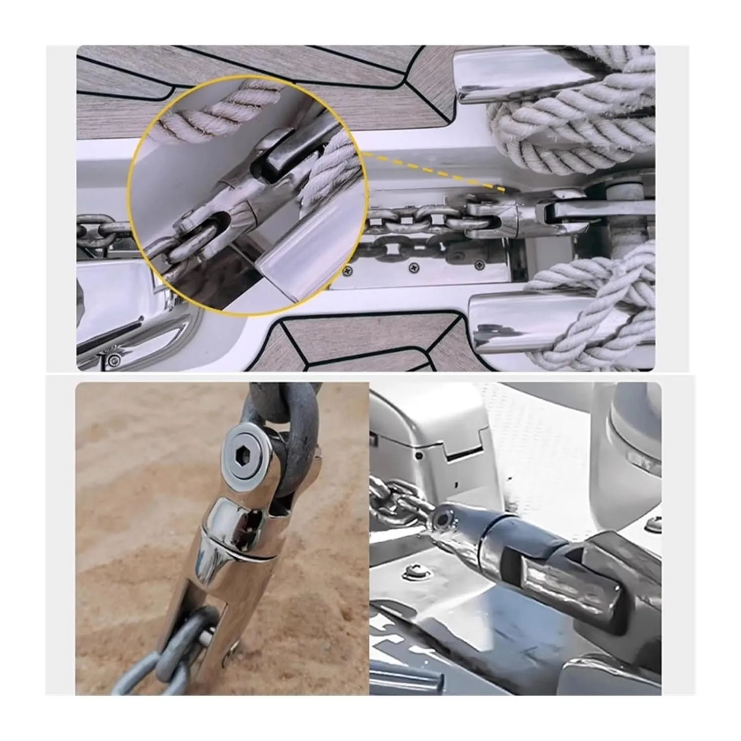 316 Stainless Steel Yacht Boat Anchor Connector Universal Joint Anchor Swivel One-Way Two-Joint Anchor Anchor Rotation Ring(10-12)