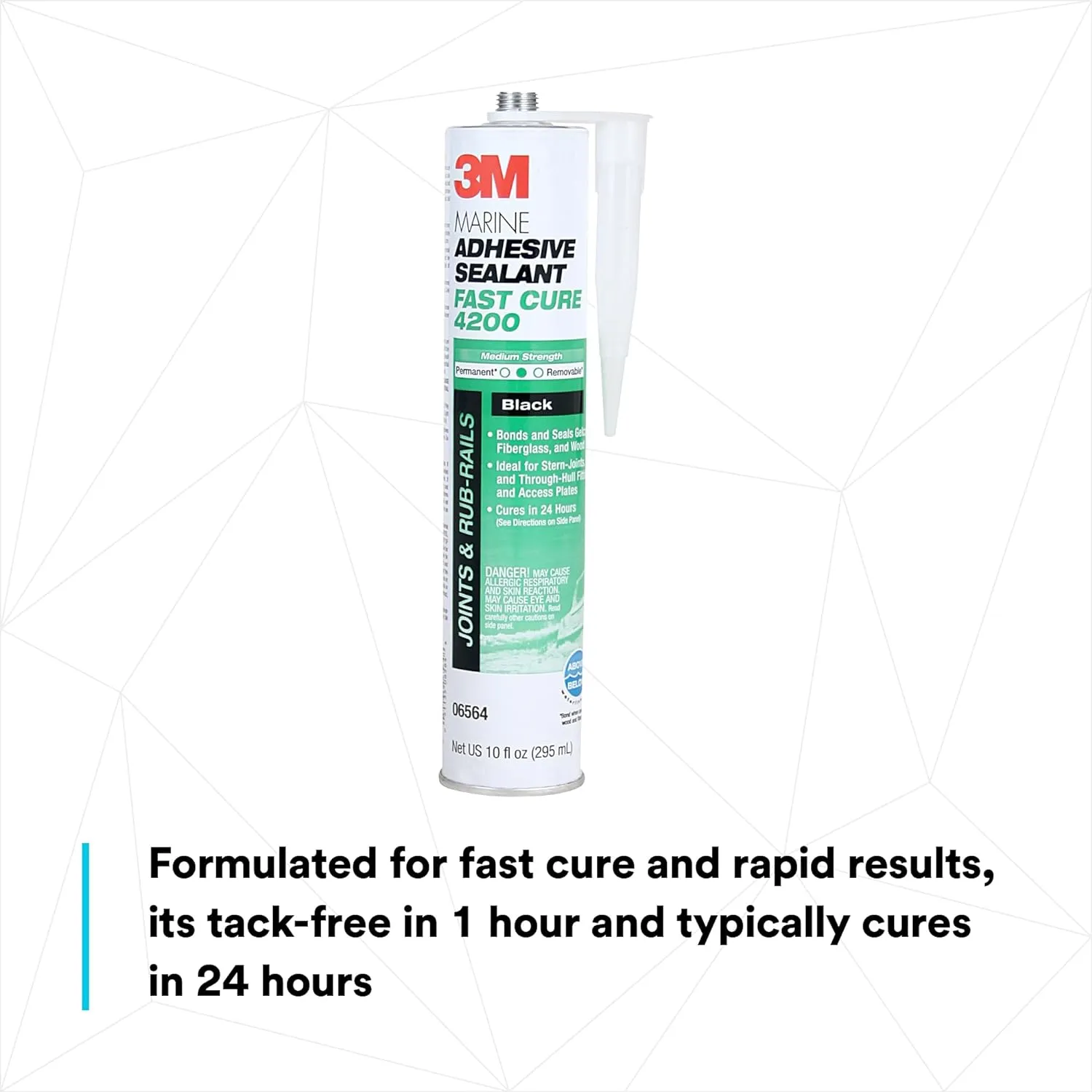 3M Marine Adhesive Sealant Fast Cure 4200 (06560) – Semi-Permanent Flexible Adhesive Sealant for Boats and RVs, White, Flexible Bonds, Underwater-Safe, 295 mL Cartridge