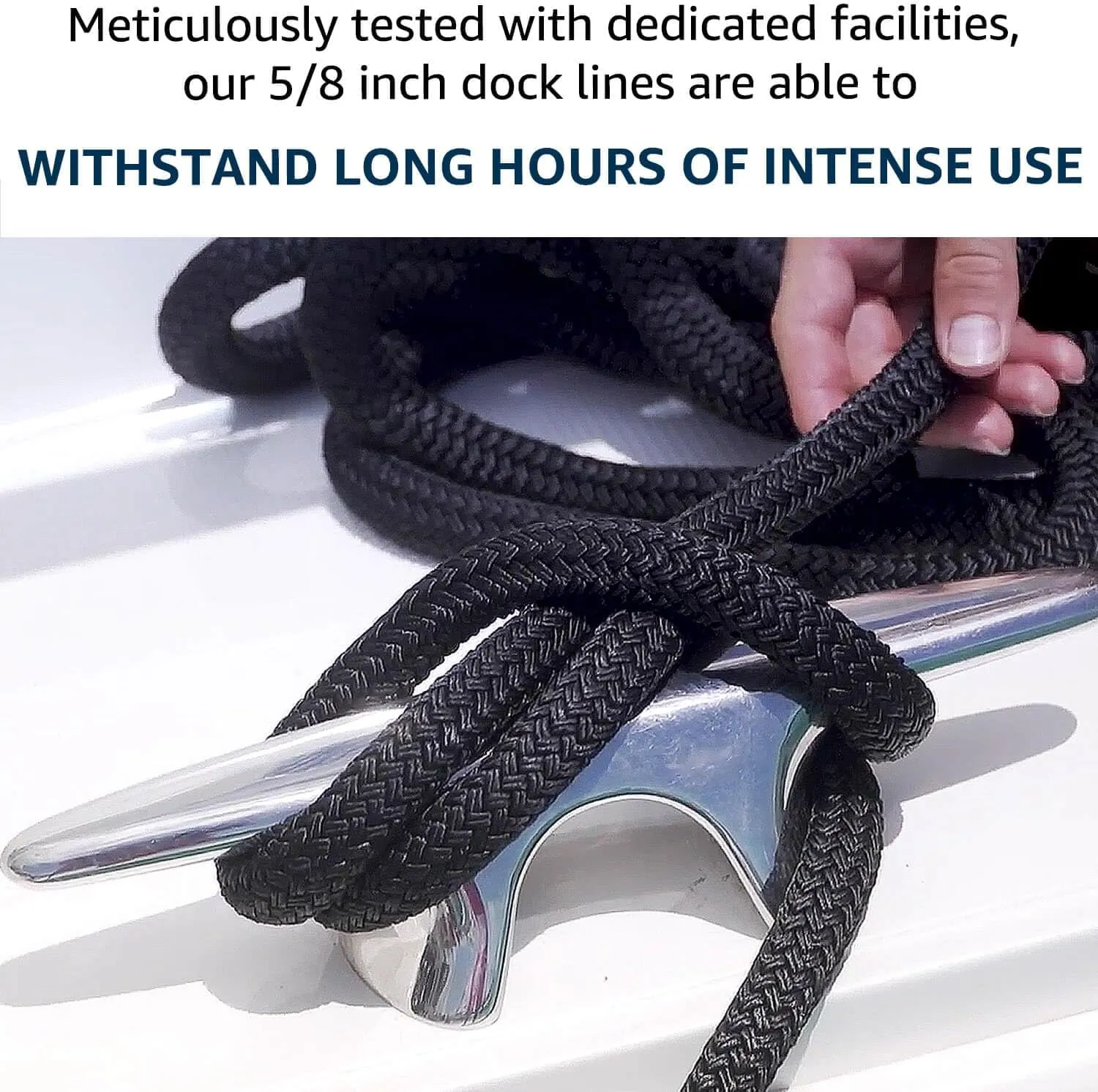 4 Pack 5/8" x 25' Double Braided Nylon Boat Dock Lines with 15" Loop - Marine Grade Dock Lines for Boats, Mooring