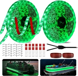 40FT Boat LED Strip Lights 12V Waterproof, Marine LED Strip Lights for Pontoon, Ideal as Under Gunnel Lights, Deck Light, Boat Interior Light for Kayak, Jon Boat and Fishing Boats (Green)