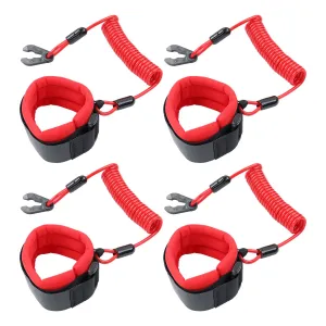 4PCS Boat Safety Key Lanyards Outboard Jet Ski Kill Switch Stop Cord Tether Emergency Shut Off Lanyard