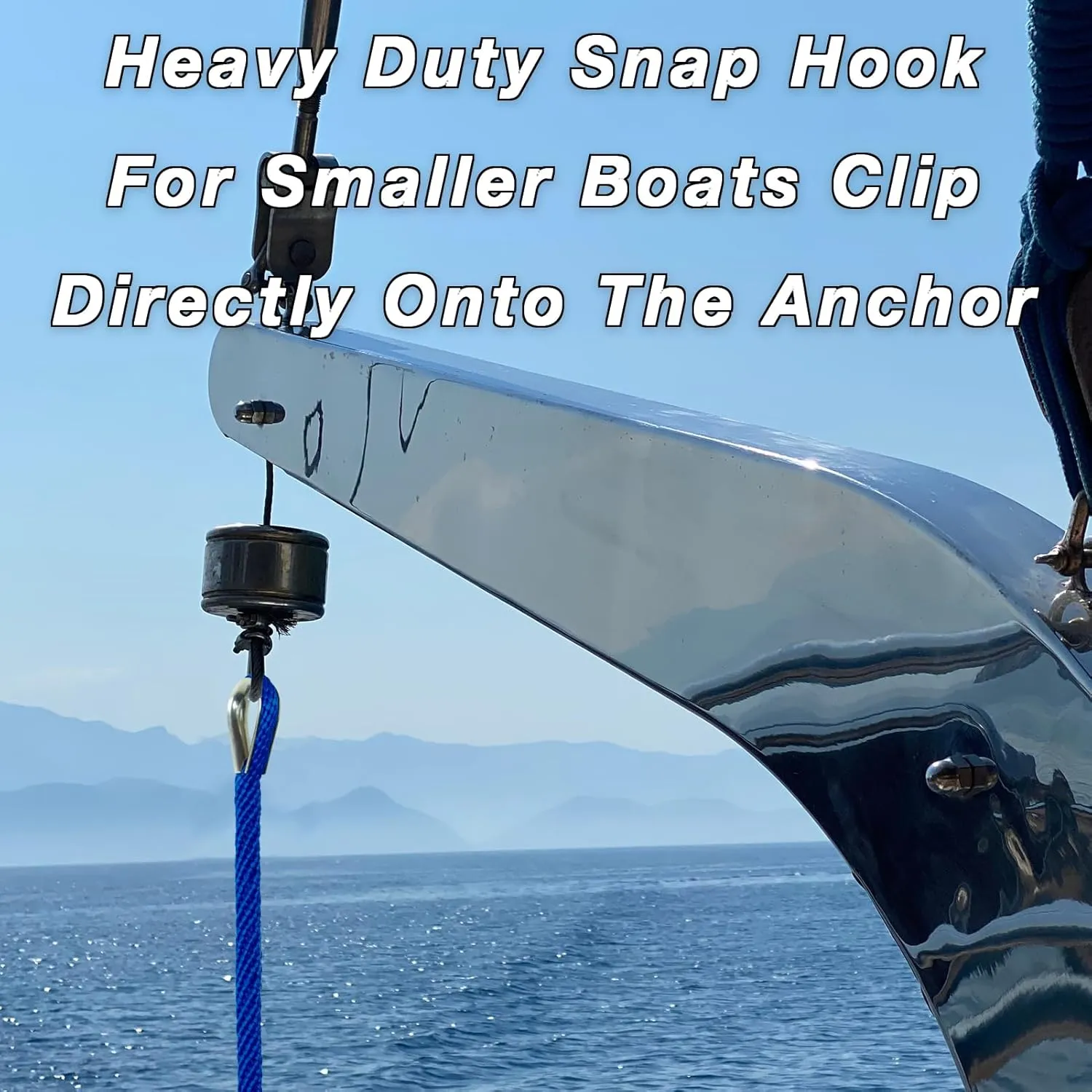 50FT Double Braided Nylon Boat Anchor Rope 3/8inch with 316 Stainless Steel Thimble and Heavy Duty Snap Hook Marine Grade Anchor line Black (Royal Blue, 50Feet)