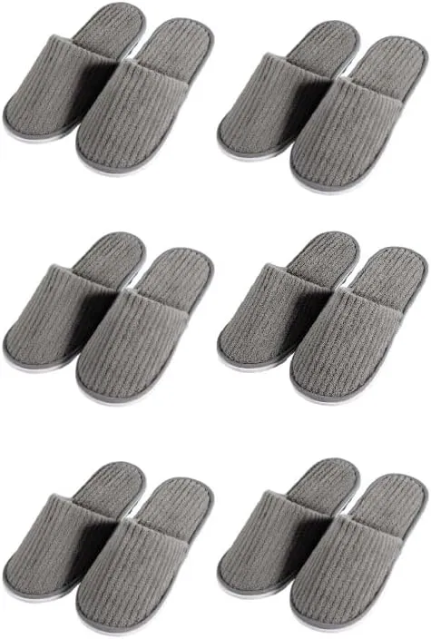 6 Pairs Spa Slippers, Non-Slip Disposable, Washable, Reusable and Breathable, Unisex Indoor Slippers, Can be used for Guests, Bedroom, Bathroom, Wedding, Travel and More!