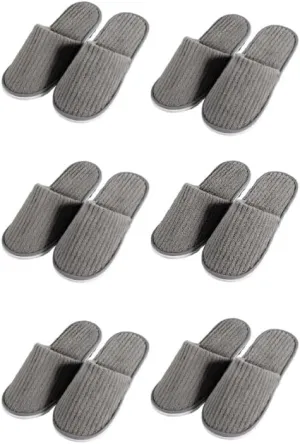 6 Pairs Spa Slippers, Non-Slip Disposable, Washable, Reusable and Breathable, Unisex Indoor Slippers, Can be used for Guests, Bedroom, Bathroom, Wedding, Travel and More!