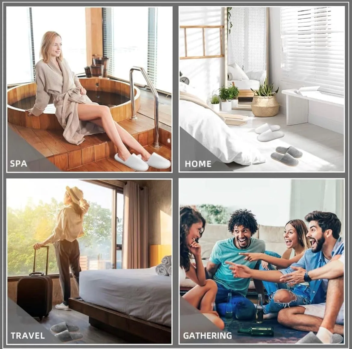 6 Pairs Spa Slippers, Non-Slip Disposable, Washable, Reusable and Breathable, Unisex Indoor Slippers, Can be used for Guests, Bedroom, Bathroom, Wedding, Travel and More!