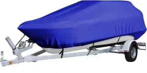 600d Boat Cover, Boat Cover Support Waterproof Boat Cover Dust-Proof and Uv-Resistant Oxford Cloth Marine Boat Protective Cover Fishing Ski Boat Cover