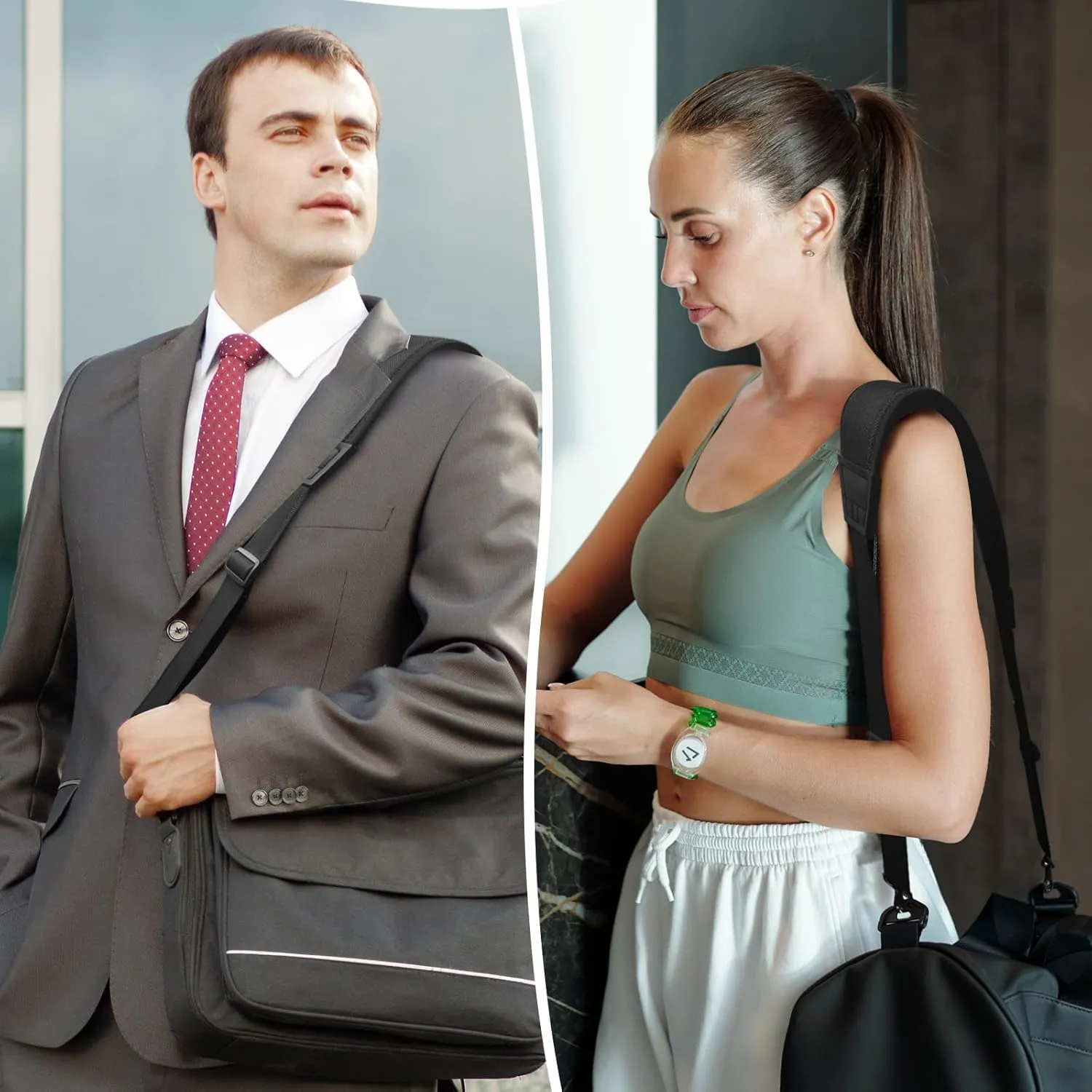 67" Universal Shoulder Strap, Mesh Thick Padded Bag Strap with Double Adjustable Buckles and Metal Hooks, Ideal for Briefcases, Computer Satchels, Crossbody Bags, Luggage(Breathable)