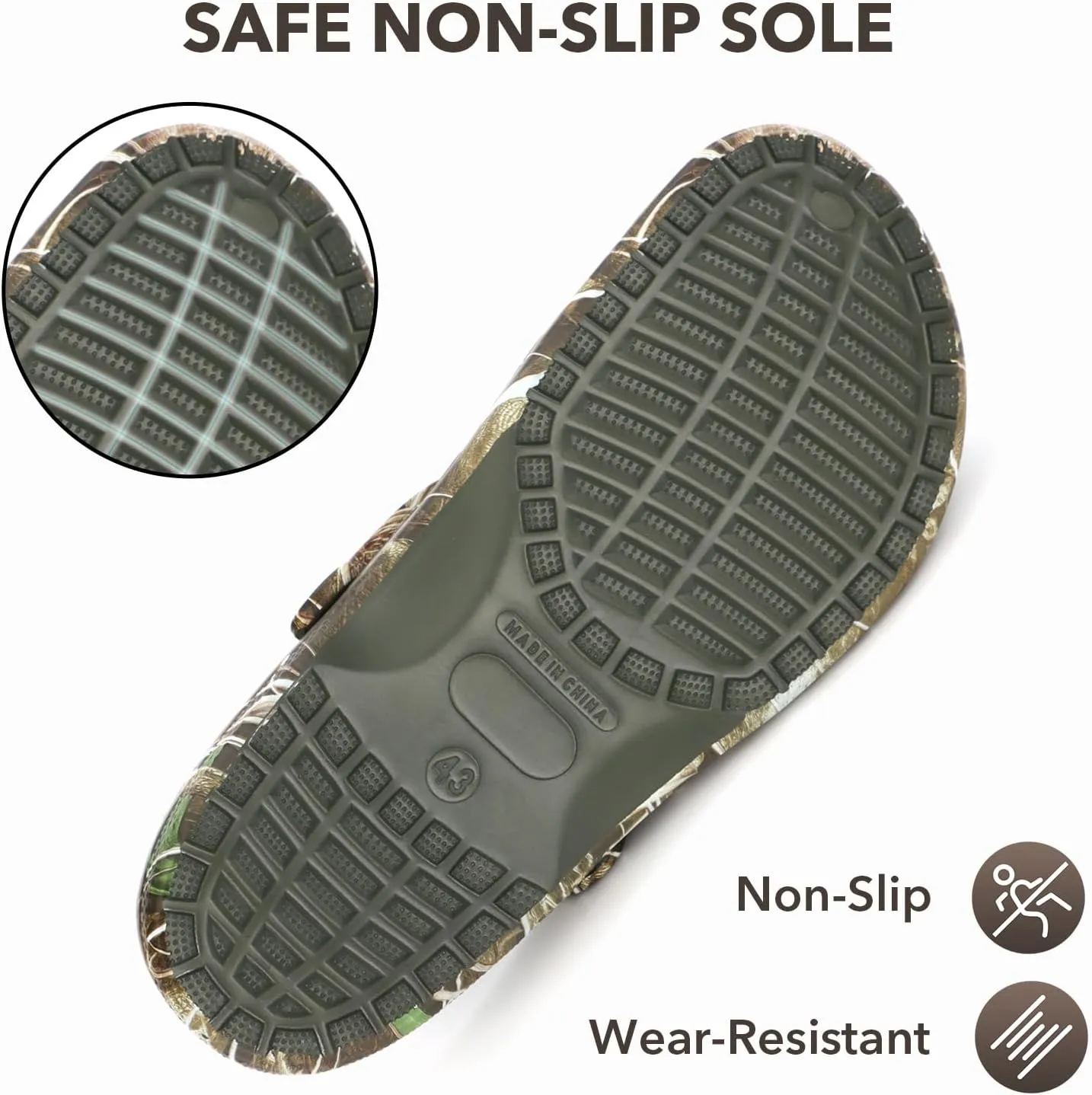 8 Fans Camo Clogs for Men,Outdoor Garden Slip On Sandals Summer Water Beach Shoes Lightweight Breathable Non Slip Casual Slippers