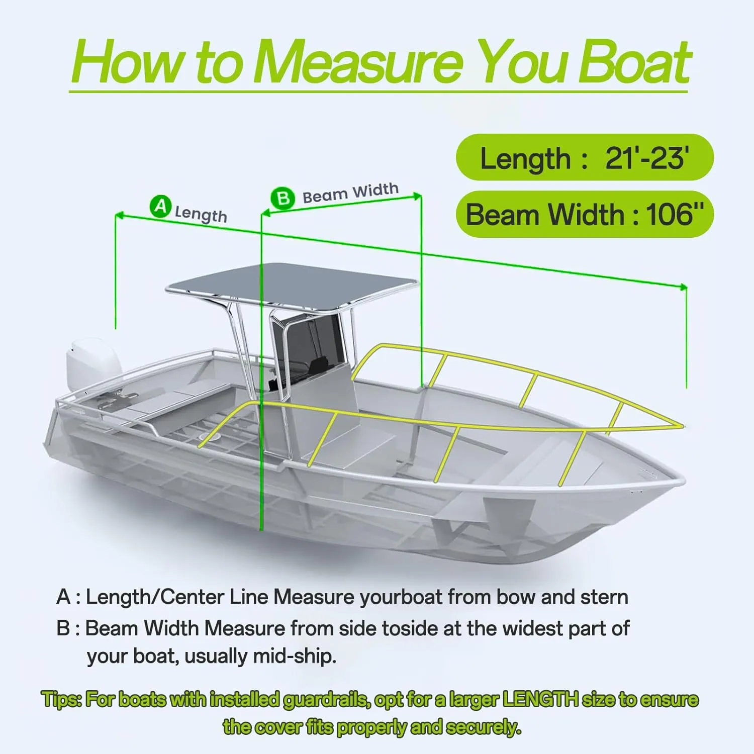 900D Marine Grade Solution-Dyed Polyester T Top/Hard Top Boat Cover, 21-23ft Heavy Duty Waterproof UV-Proof Windproof Mooring Central Console Boat Cover with 22 Windproof Straps & Storage Bag