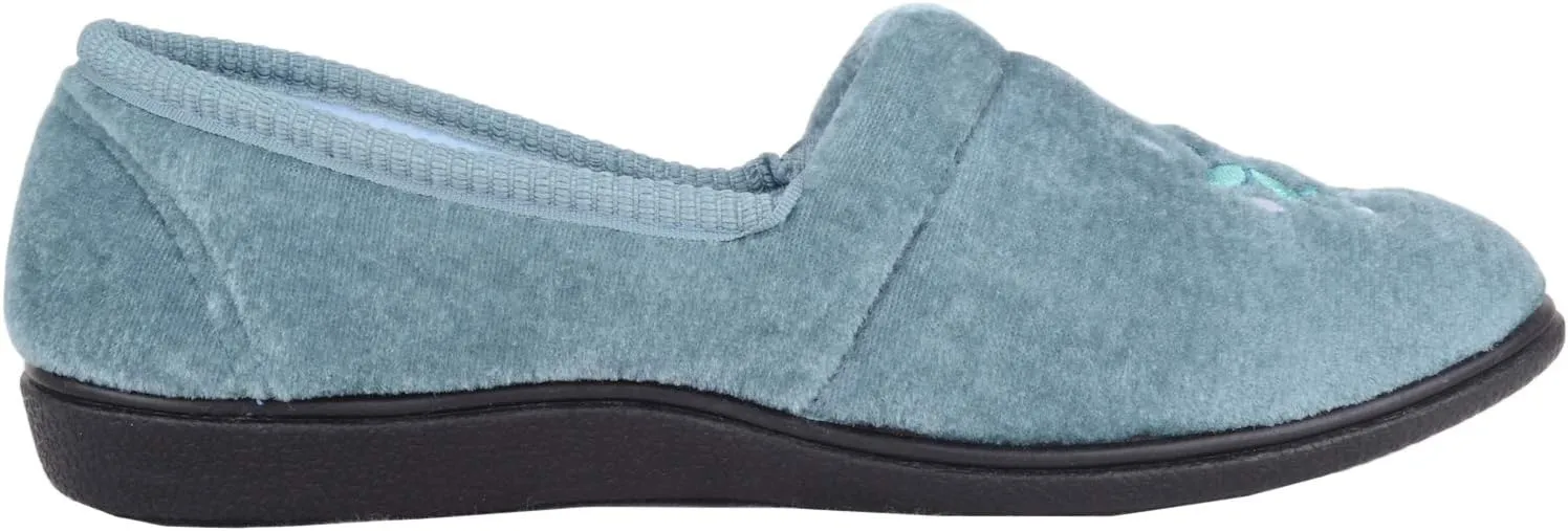 ABSOLUTE FOOTWEAR Womens Smooth Velour Style Slip On Slippers/Indoor Shoes