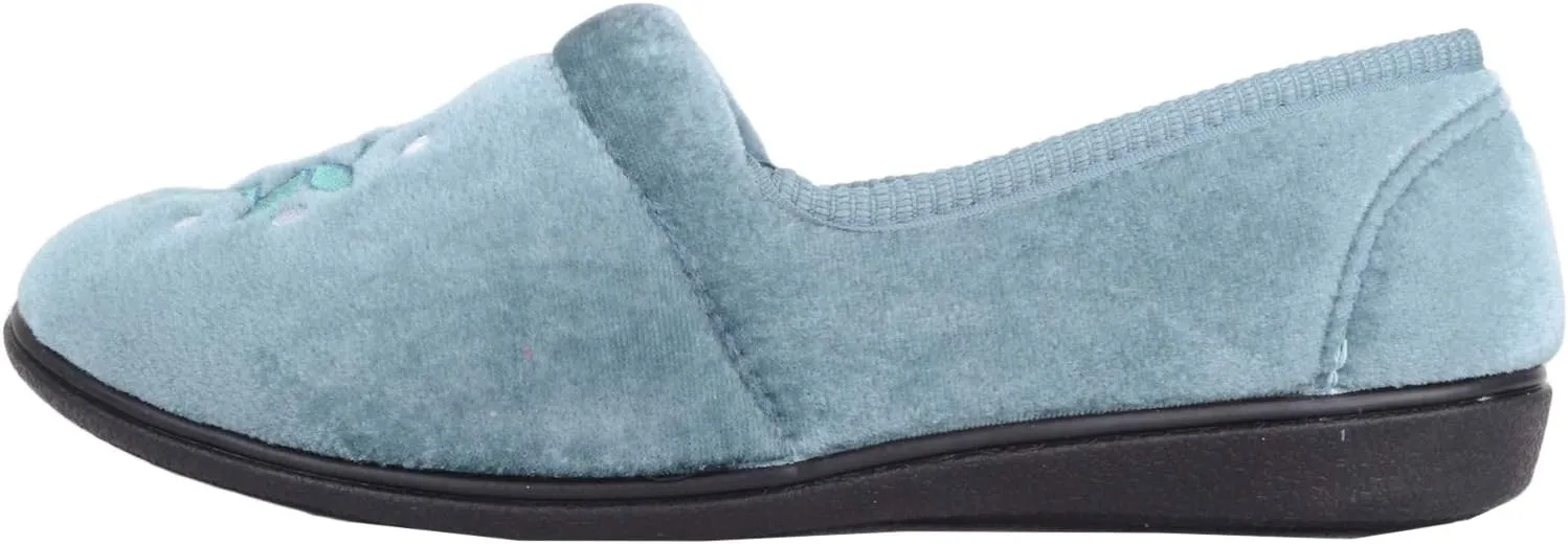 ABSOLUTE FOOTWEAR Womens Smooth Velour Style Slip On Slippers/Indoor Shoes