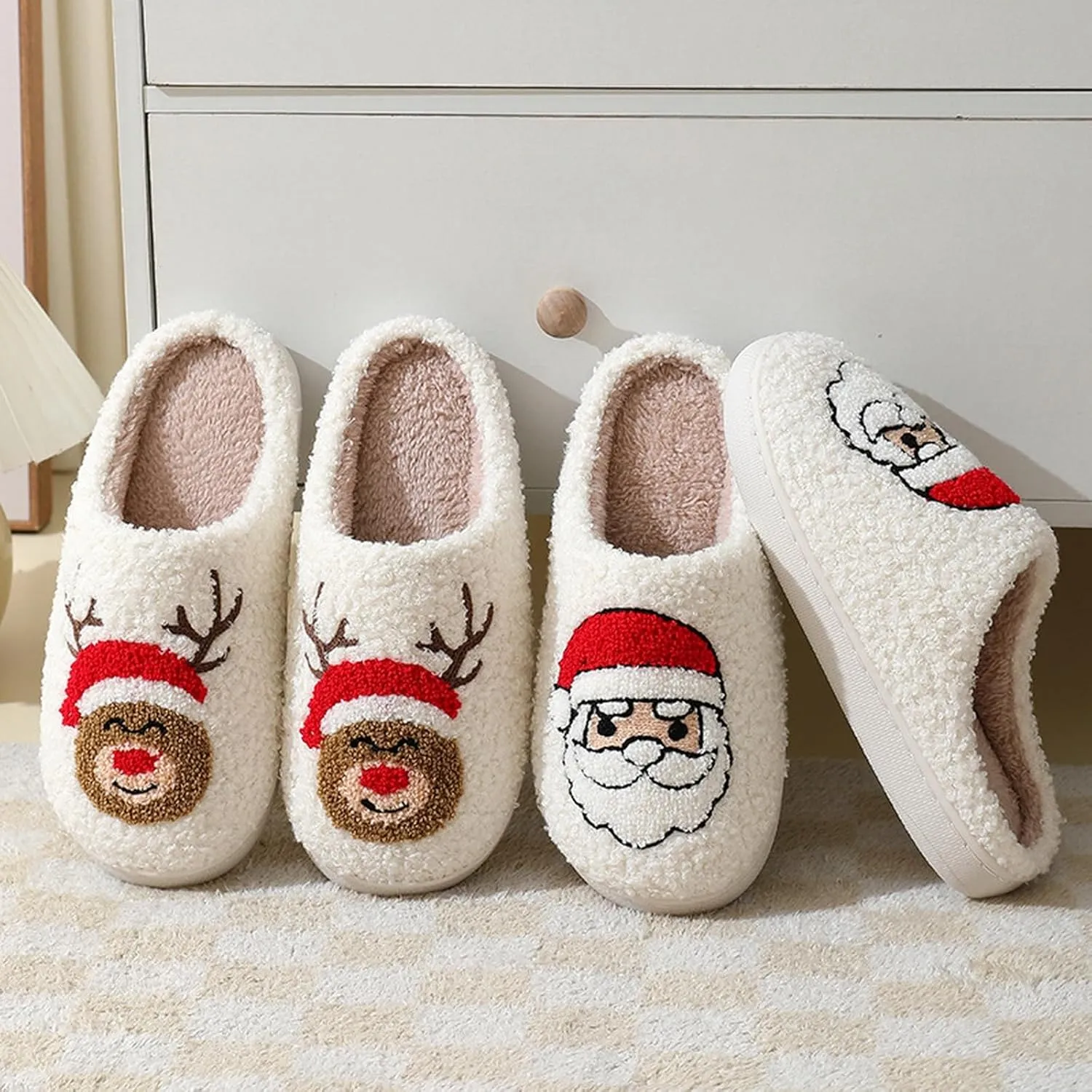 Adisputent Women's Fluffy Slippers - Warm, Cozy, Plush Fuzzy Cushion Slip-On House Slippers for Indoor and Outdoor