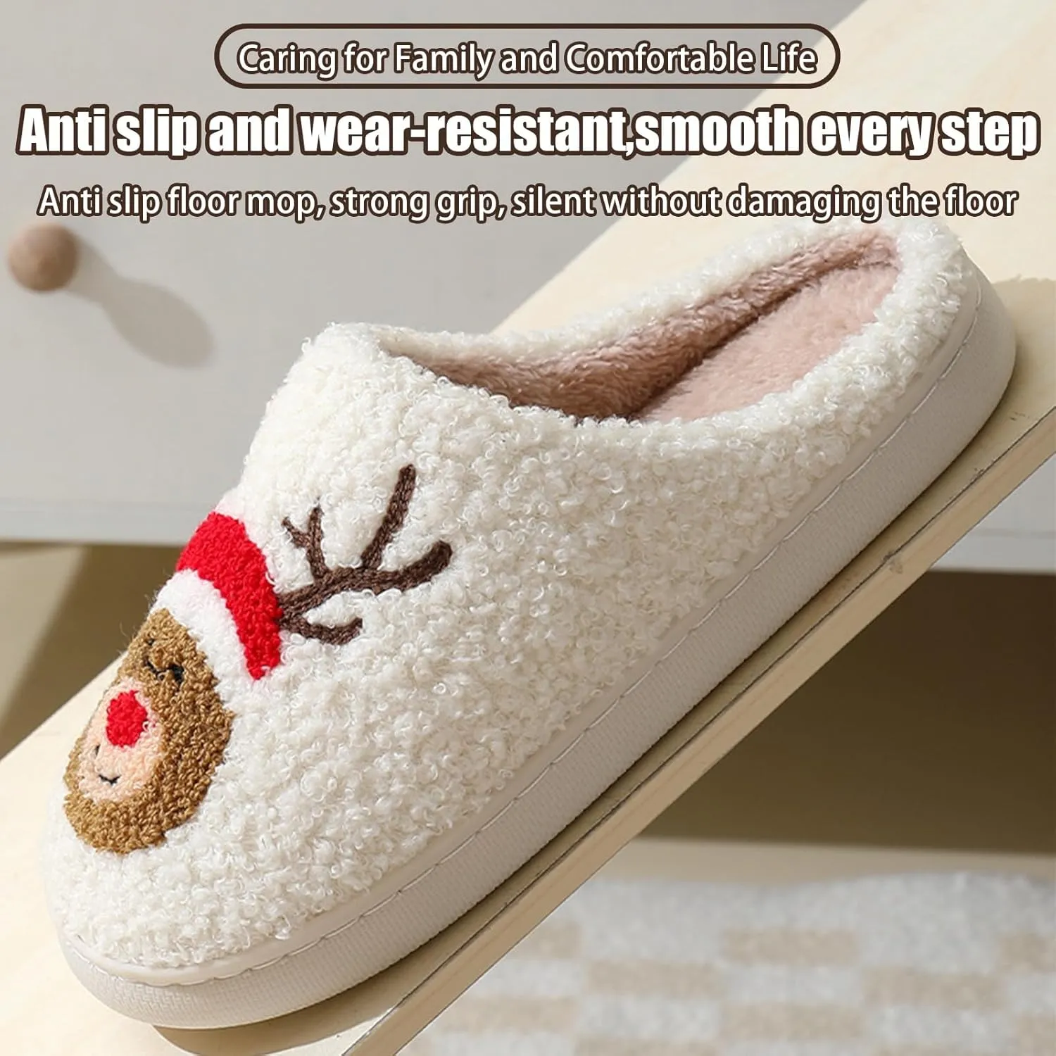 Adisputent Women's Fluffy Slippers - Warm, Cozy, Plush Fuzzy Cushion Slip-On House Slippers for Indoor and Outdoor