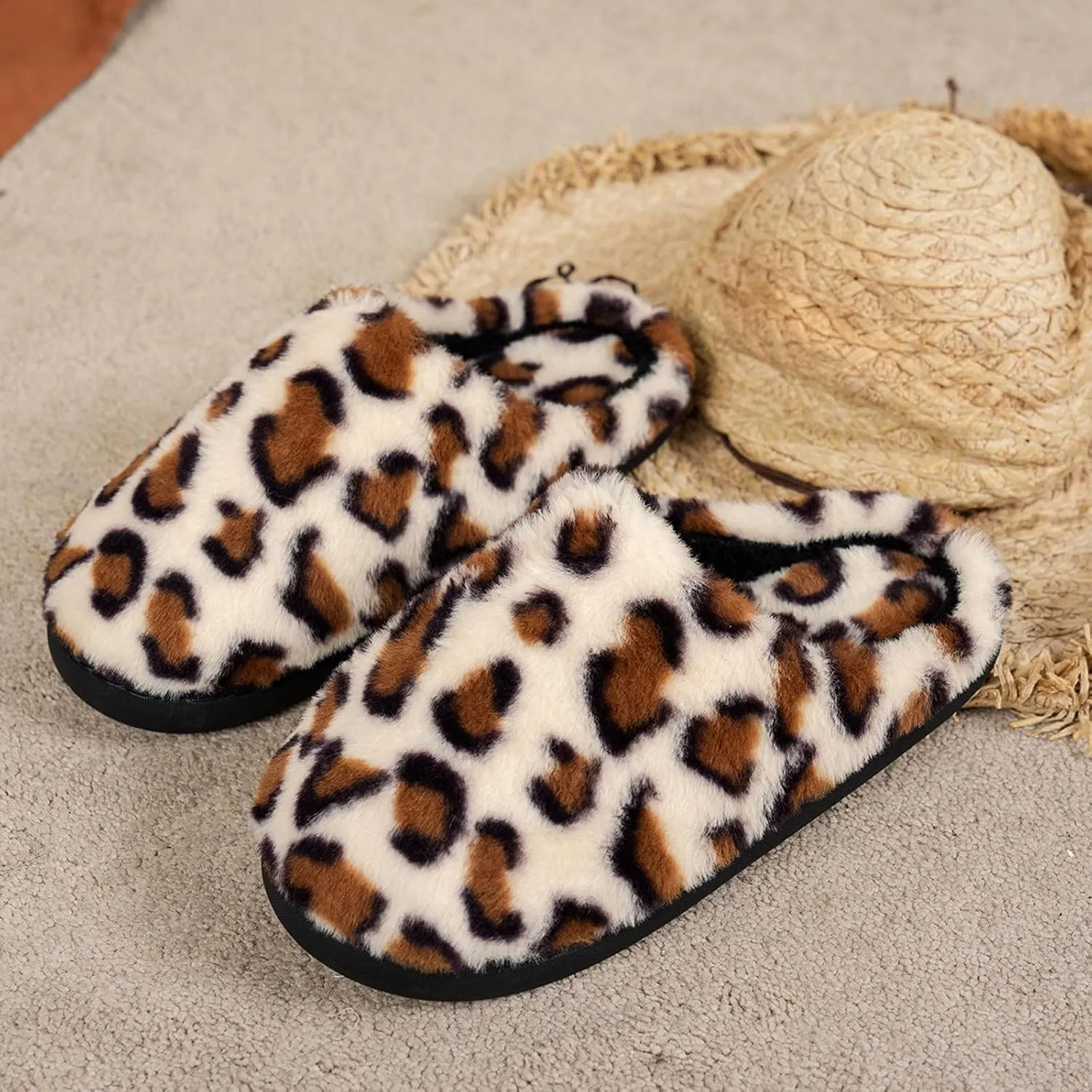 Afellicy Halloween Christmas Slippers Checkered Scuff for Women and Men Holiday Indoor Bedroom Fluffy Warm Fleece Slippers Winter Soft Cozy Home Non-Slip Soft Plush Slip-on Wool Lined House Shoes