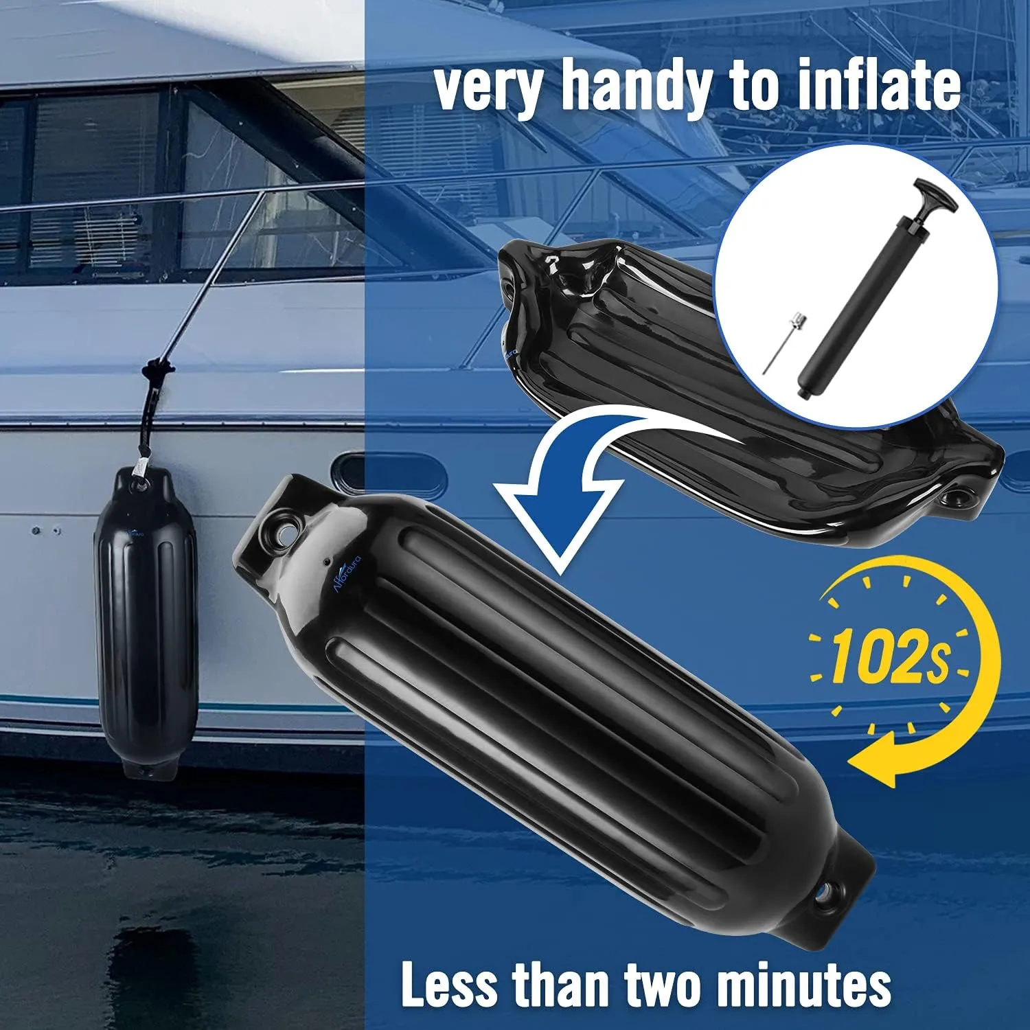 Affordura Boat Fender 4 Pack Boat Bumpers Fenders with 4 Ropes, Boat Bumpers for Pontoon Boat Fenders Inflatable