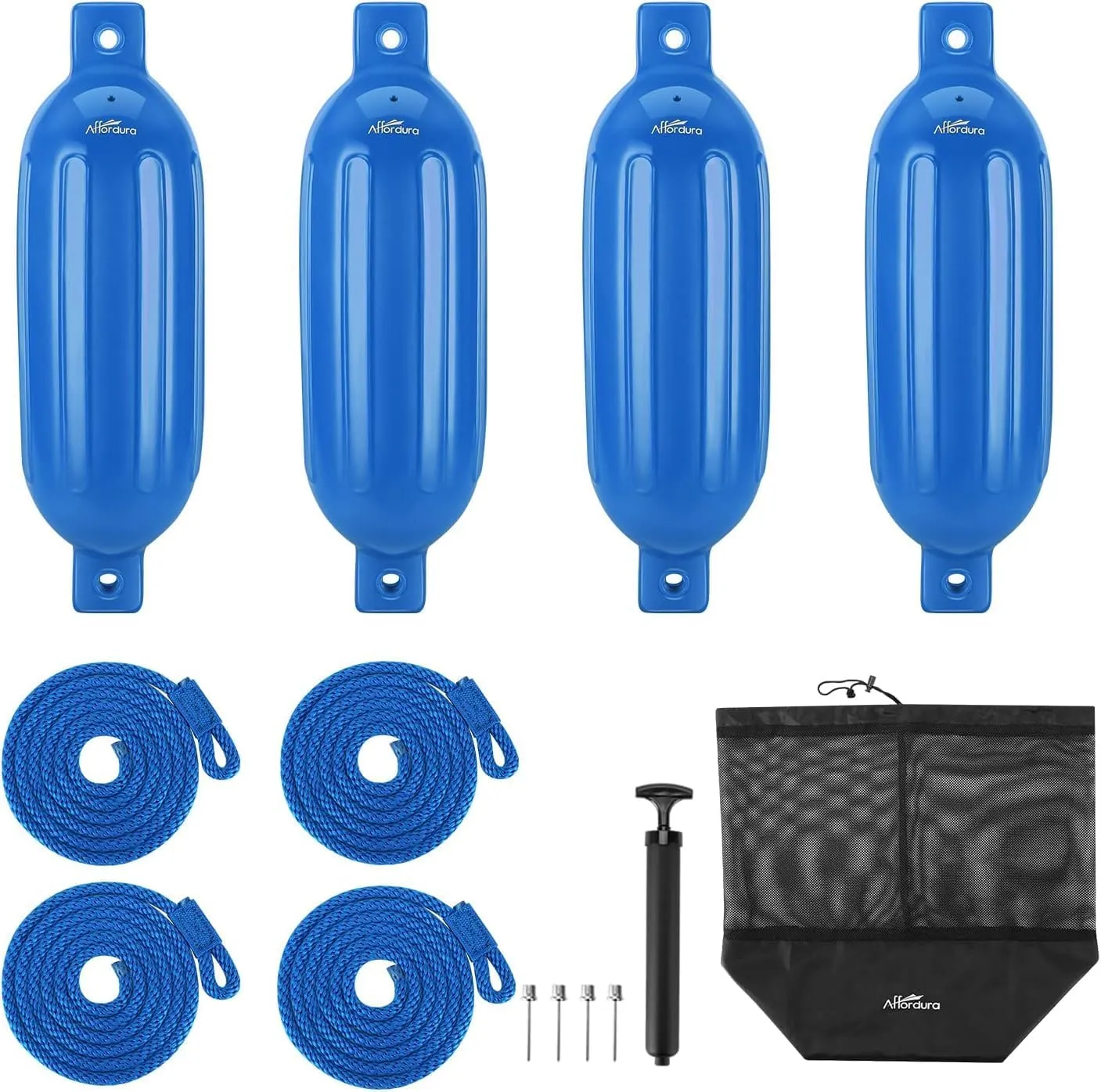 Affordura Boat Fender 4 Pack Boat Bumpers Fenders with 4 Ropes, Boat Bumpers for Pontoon Boat Fenders Inflatable