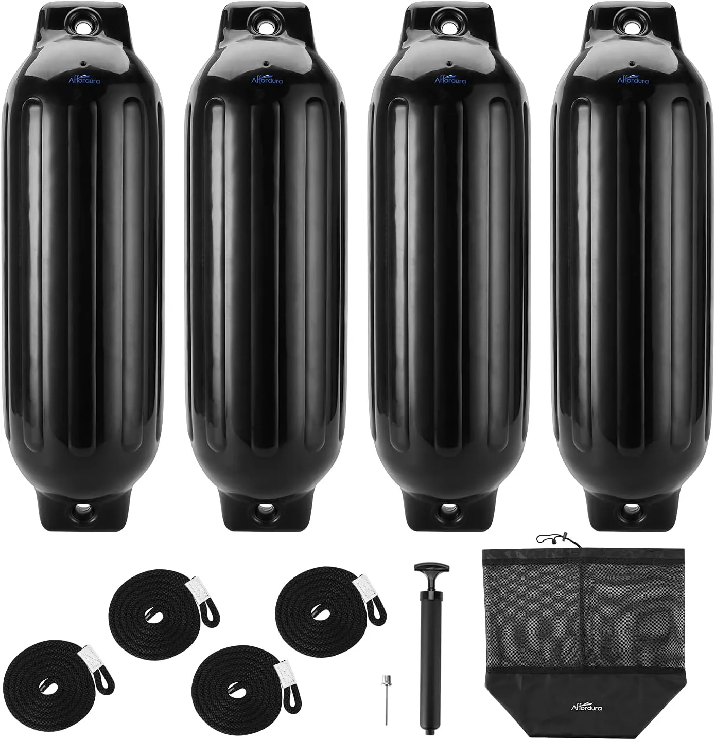 Affordura Boat Fender 4 Pack Boat Bumpers Fenders with 4 Ropes, Boat Bumpers for Pontoon Boat Fenders Inflatable