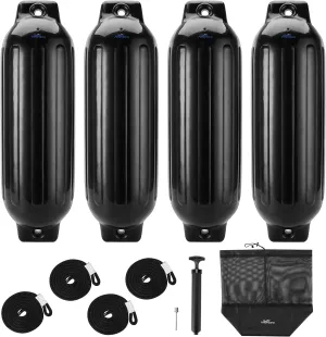 Affordura Boat Fender 4 Pack Boat Bumpers Fenders with 4 Ropes, Boat Bumpers for Pontoon Boat Fenders Inflatable