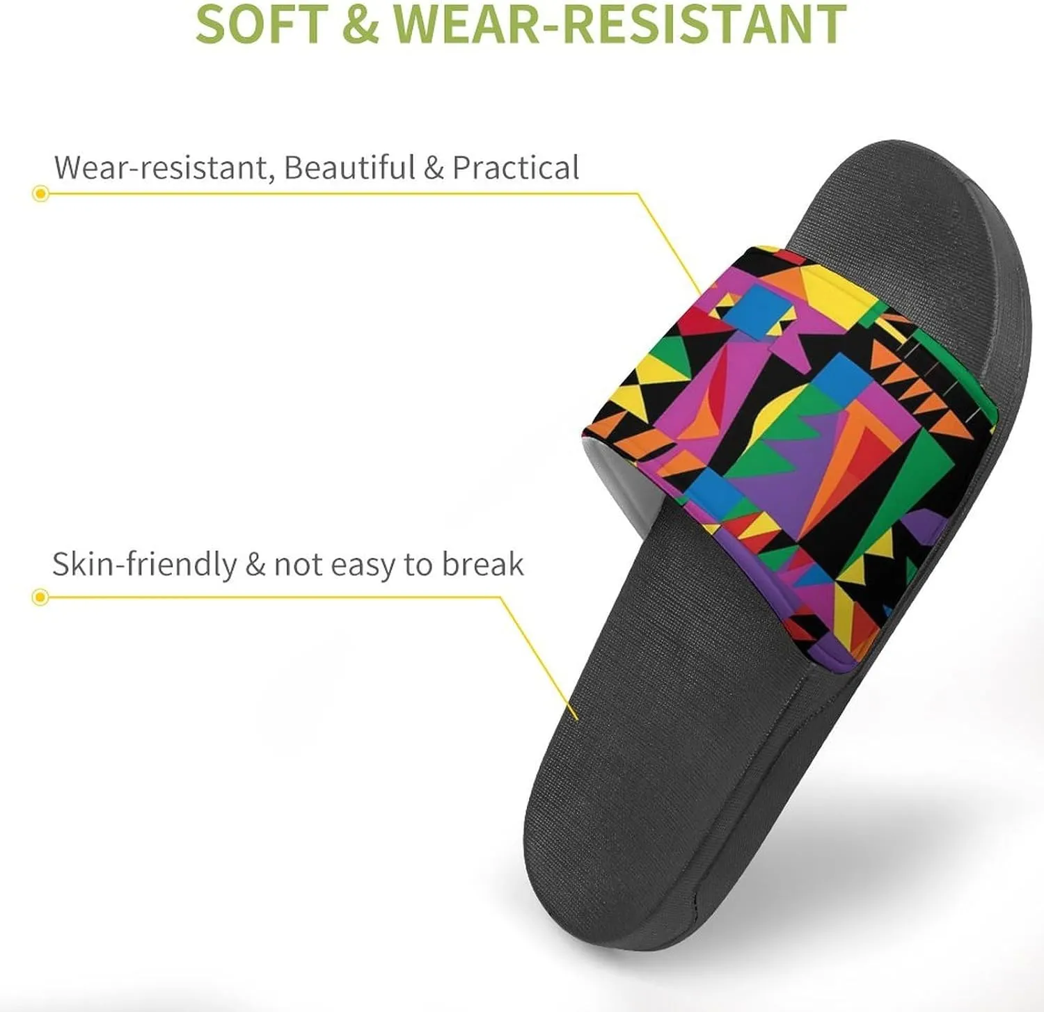 African Geometric Slippers for Women Men Anti-Slip Shower Slides Open Toe Slippers for Home Outdoor Beach