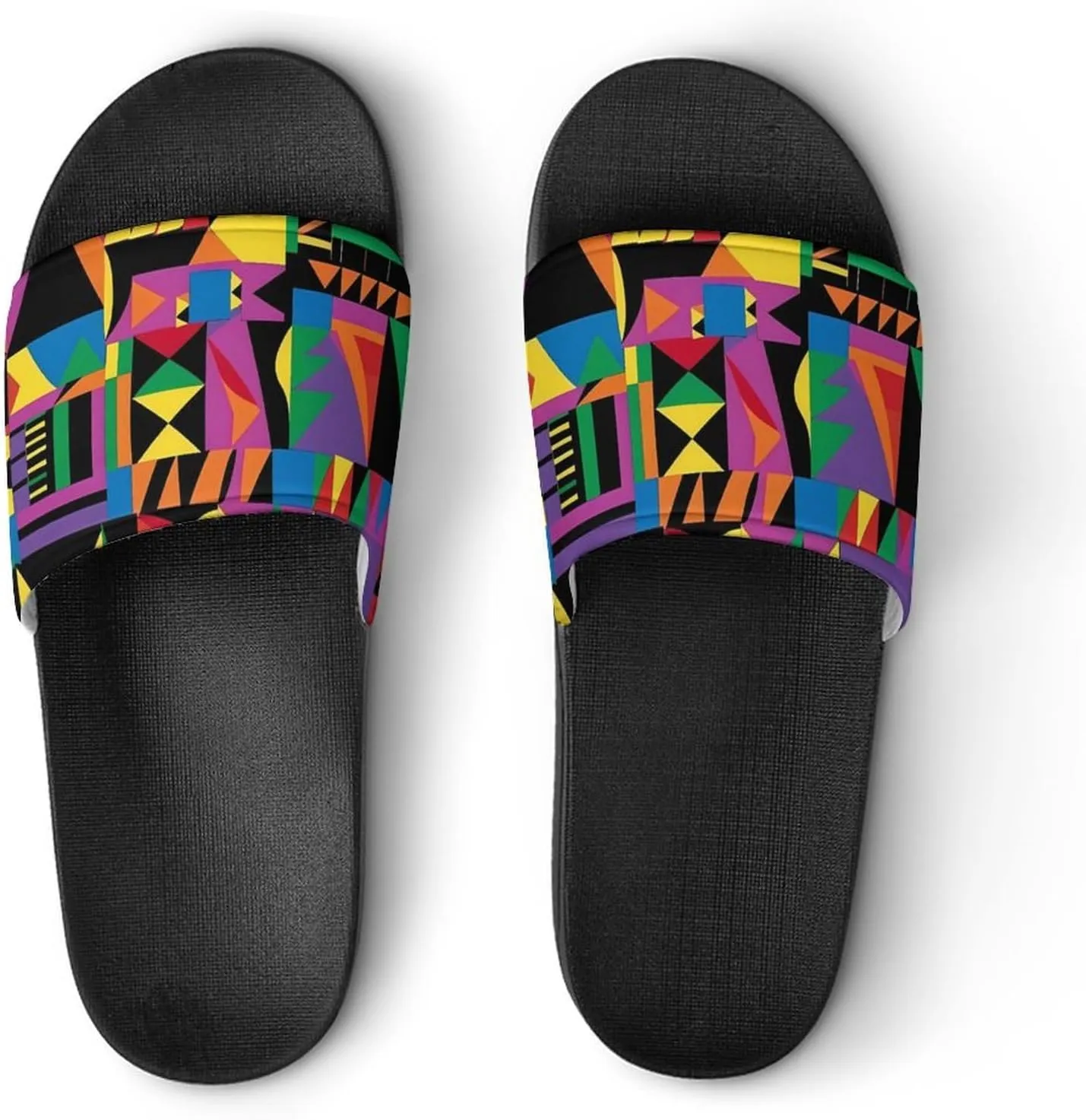 African Geometric Slippers for Women Men Anti-Slip Shower Slides Open Toe Slippers for Home Outdoor Beach