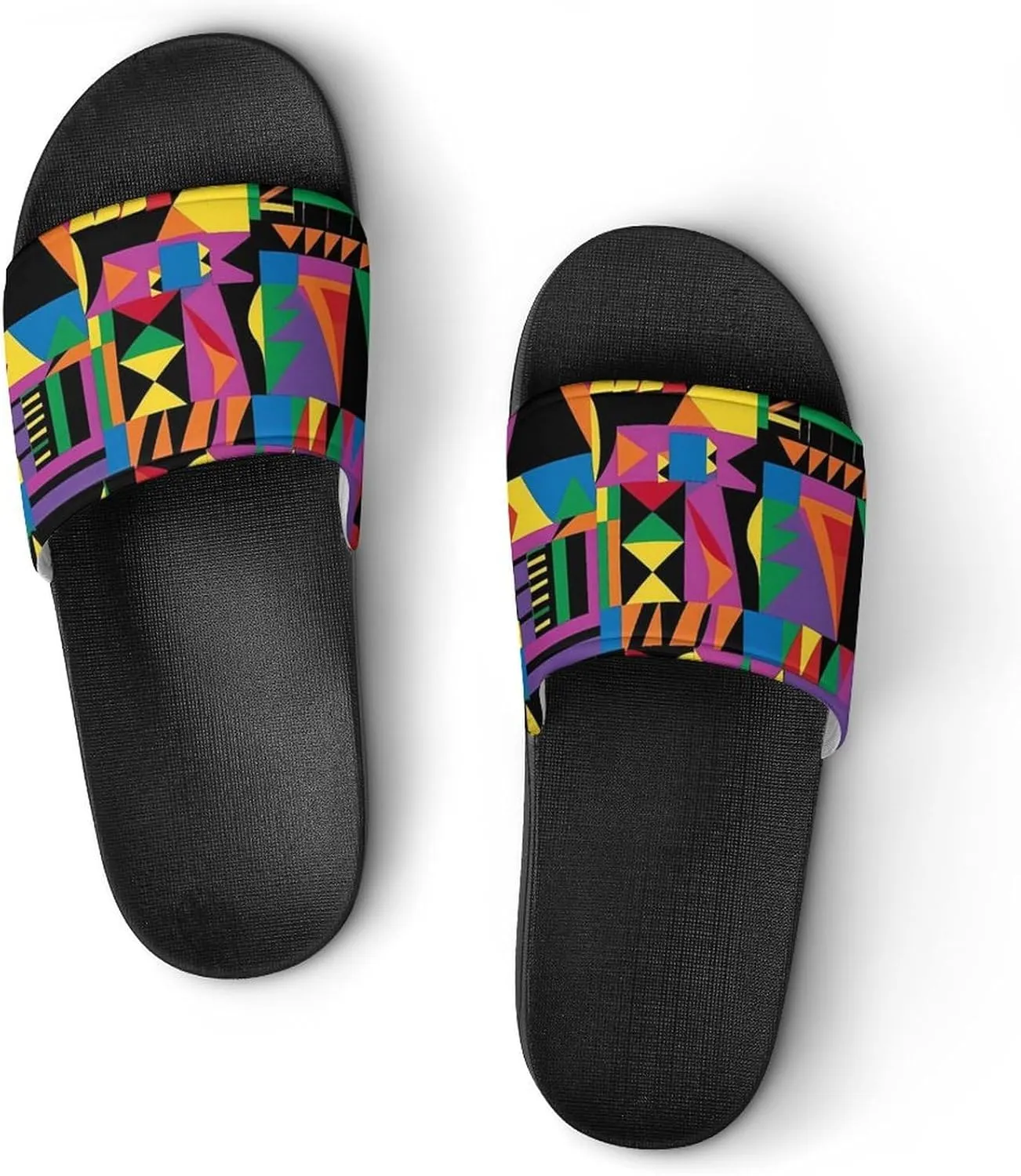 African Geometric Slippers for Women Men Anti-Slip Shower Slides Open Toe Slippers for Home Outdoor Beach