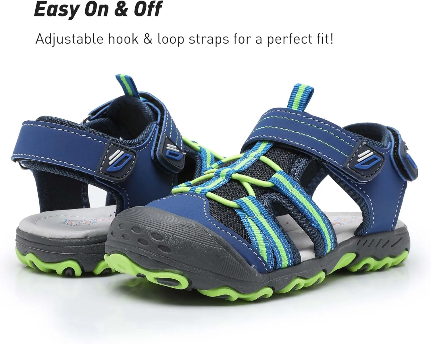 Ahannie Boys Girls Outdoor Sport Sandals,Kids Closed Toe Beach Sandals, Toddler Summer Shoes