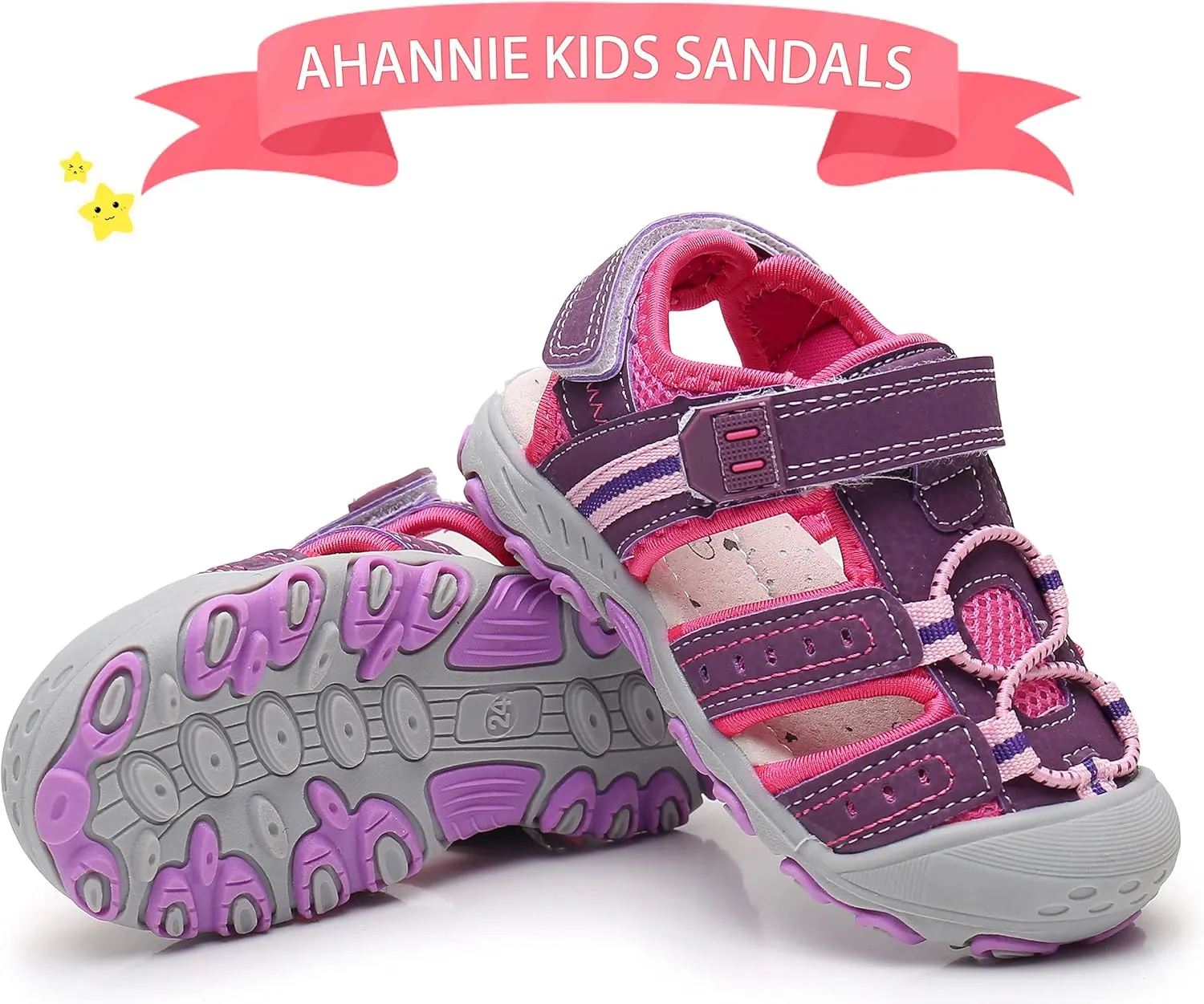 Ahannie Boys Girls Outdoor Sport Sandals,Kids Closed Toe Beach Sandals, Toddler Summer Shoes