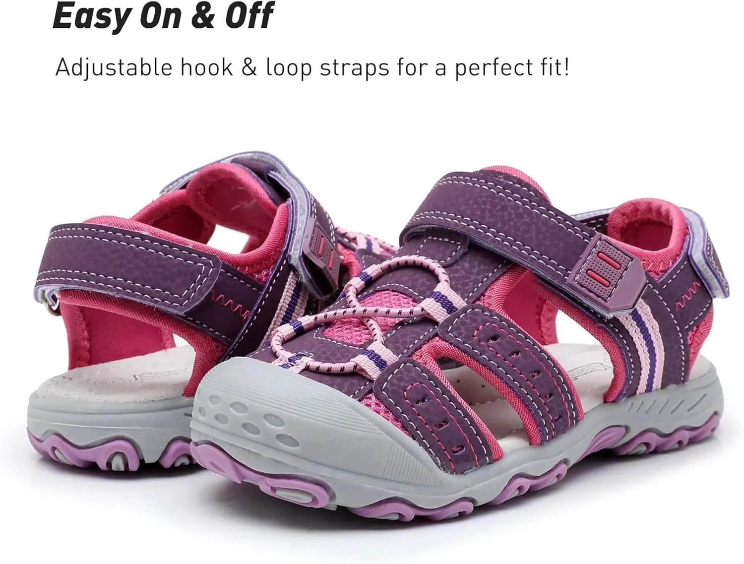 Ahannie Boys Girls Outdoor Sport Sandals,Kids Closed Toe Beach Sandals, Toddler Summer Shoes