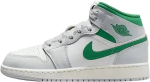 Air Jordan 1 Mid Big Kids' Shoes (DQ8423-142, Summit White/Pure Platinum/Sail/Pine Green)