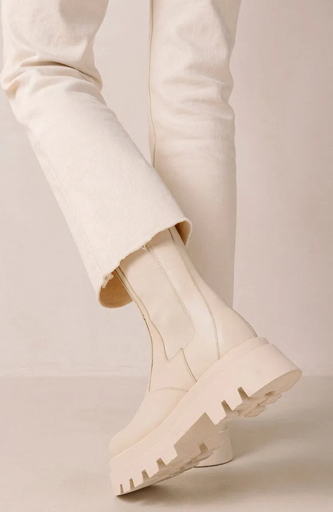 All Rounder white leather boots