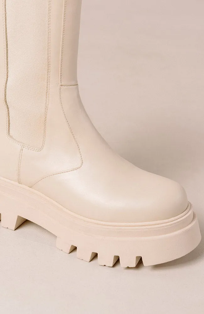 All Rounder white leather boots