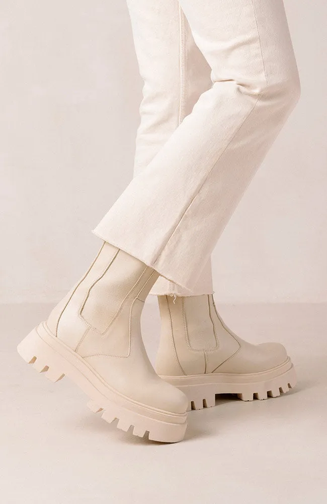 All Rounder white leather boots