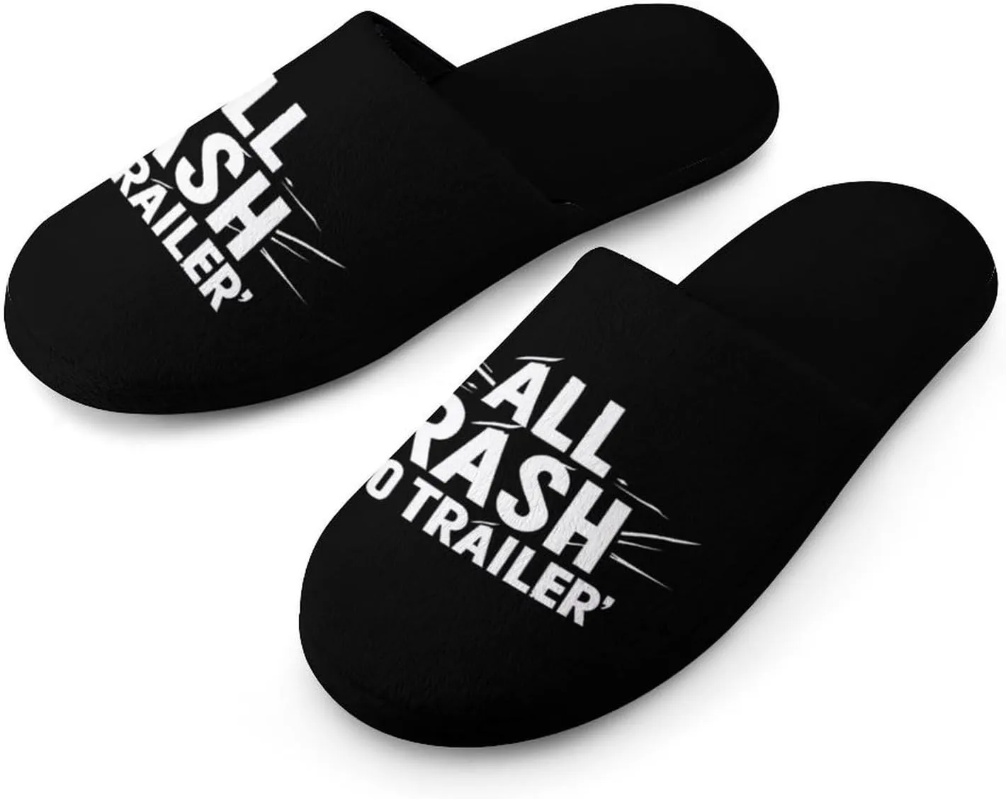 All Trash No Trailer Warm Mens Slippers Winter Slip On Breathable Lightweight House Shoes Washable Indoor