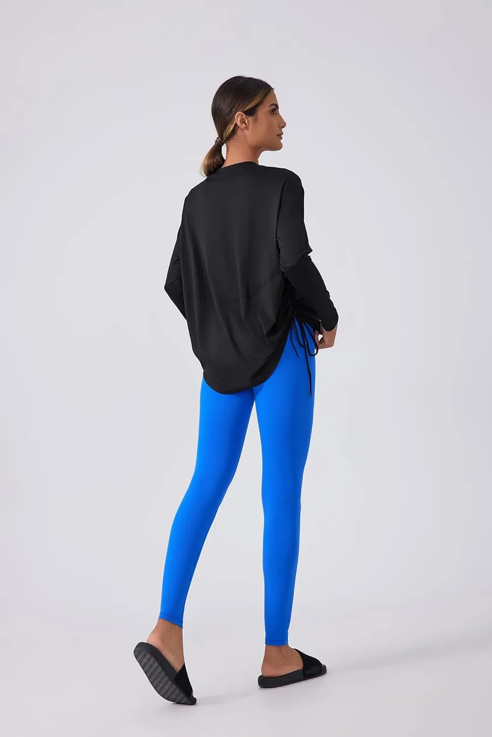 altiland Drawstring Side Ruched Long Sleeve Workout Shirts for Women, Buttery Soft Running Gym Athletic Yoga Tops Loose Fit