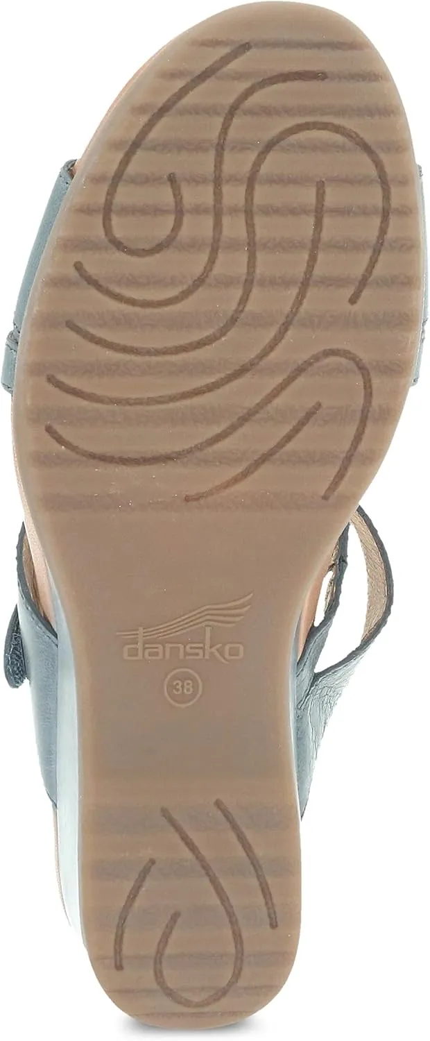 Ana Wedge Sandal for Women – Cushioned, Contoured Footbed for All-Day Comfort and Support – Adjustable Hook & Loop Strap with Buckle Detail – Lightweight Rubber Outsole