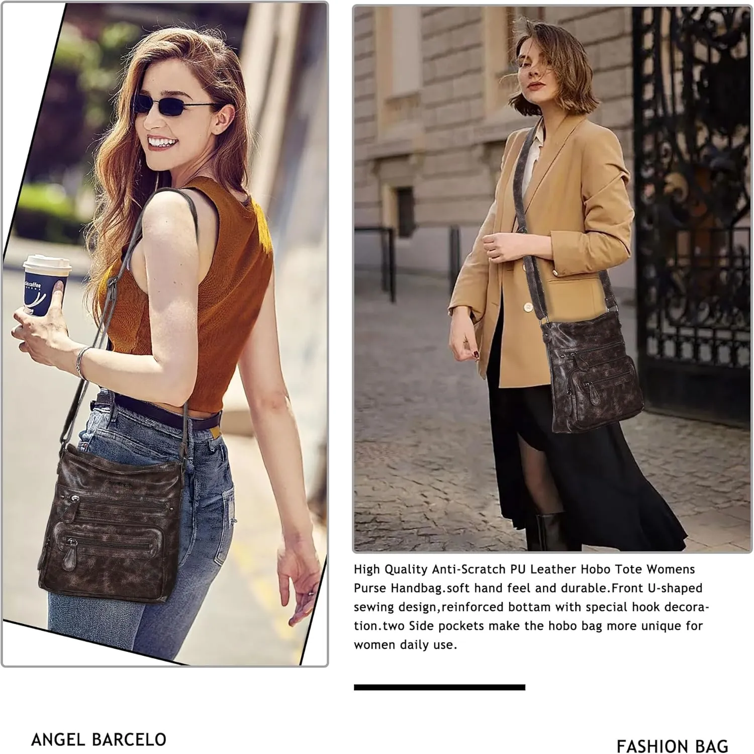 Angel Barcelo Crossbody Bags for Women,Ultra Soft Leather Purses for Women