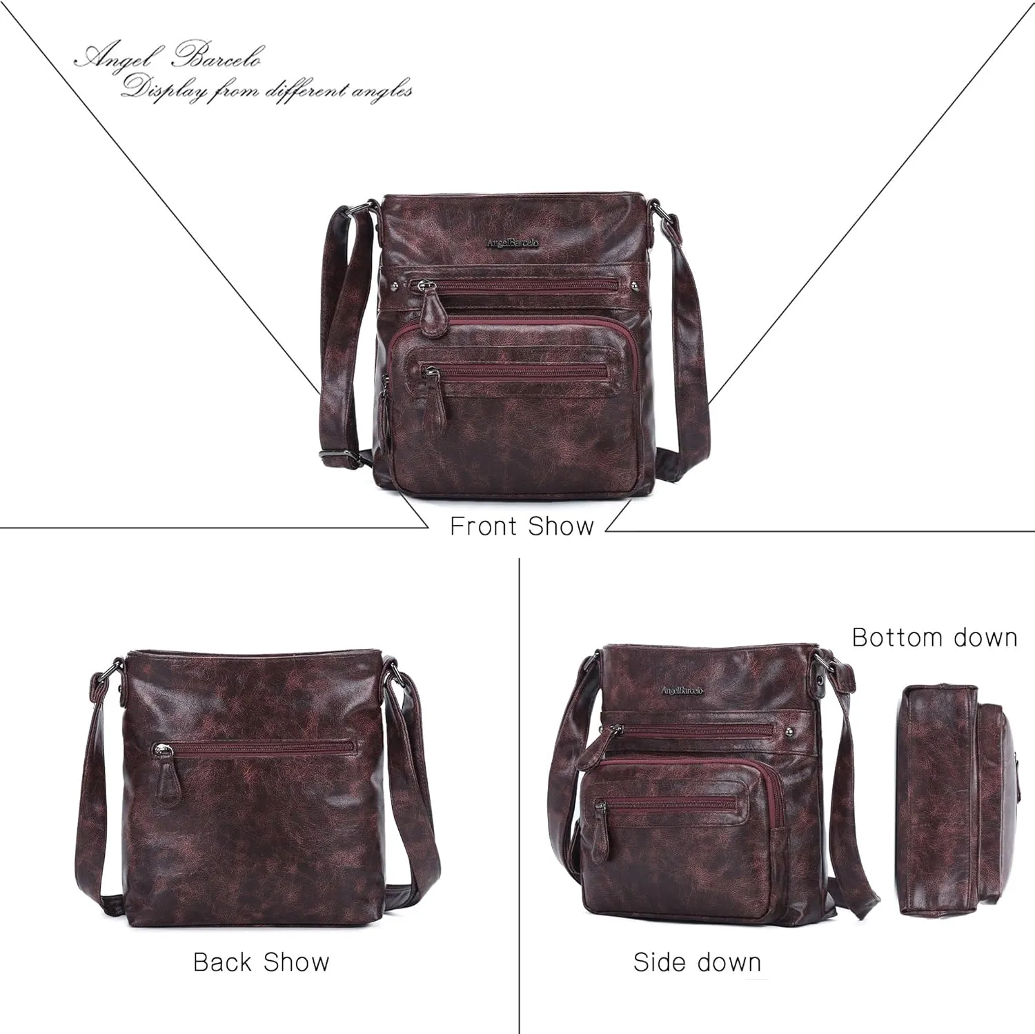 Angel Barcelo Crossbody Bags for Women,Ultra Soft Leather Purses for Women