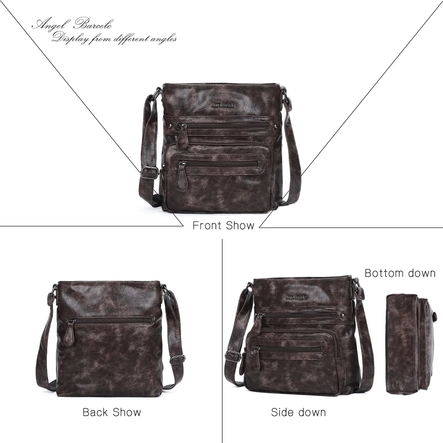 Angel Barcelo Crossbody Bags for Women,Ultra Soft Leather Purses for Women