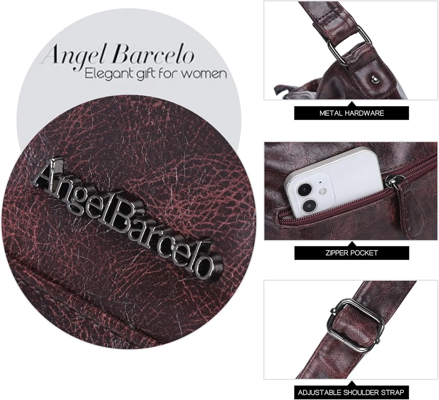 Angel Barcelo Crossbody Bags for Women,Ultra Soft Leather Purses for Women